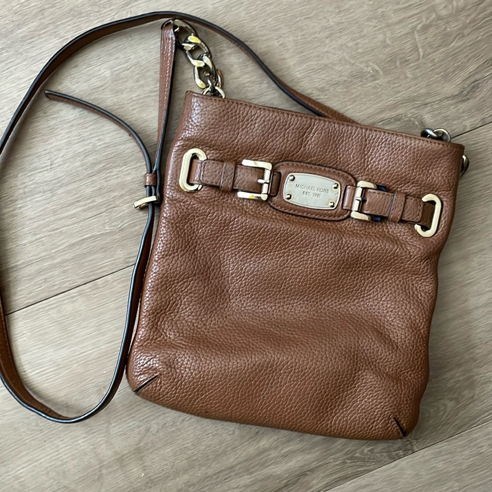 Michael Kors Hamilton Crossbody Bag Purse Brown Leather 35F2GHMC3L vintage